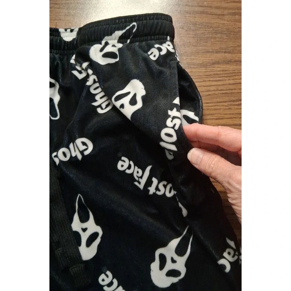 Ghost Face Men's Pajama Pants M Black Graphic Print Scream Drawstring Elastic